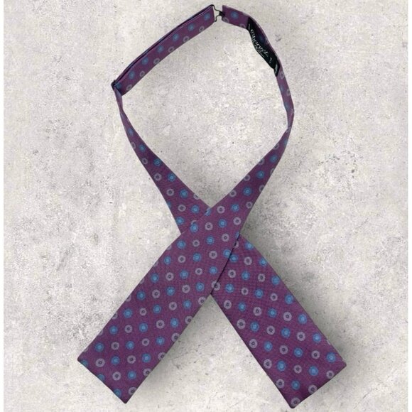 CHARVET Silk LUXURY Self Bow Tie FRANCE Purple Blue Geometric W:2.2" EUC - Picture 1 of 3